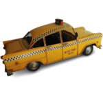 MadDeco – blikken auto – Checker taxi New York – gerecycled metaal – 32 x 13 x 13 cm – blikken woondecoratie