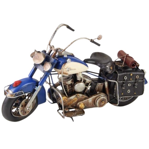 Blauwe motor Harley davidson stijl blikken woondecoratie