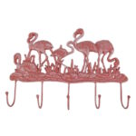 MadDeco – wand kapstok haken – roze flamingo – gietijzer – 35 x 6 x 25 cm