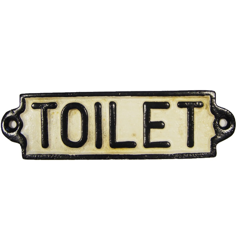 MadDeco – gietijzer toiletbordje met opschrift toilet – zwart met wit wc bordje – 17.5 x 1 x 5 cm