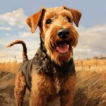 Canvas schilderij Airedaleterrier geschilderd door Elena Vittori 60×60 cm