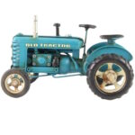 blauwe tractor blikken woondecoratie