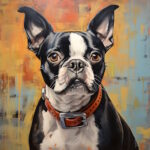 Canvas Boston terrier schilderij Elena Vittori 60 x 60 cm