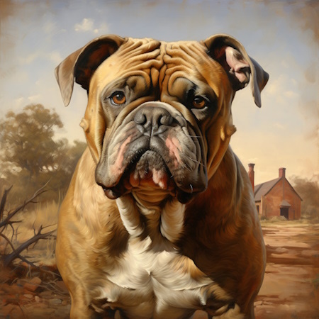 Oud Engelse Bulldog op canvas door Elena Vittori