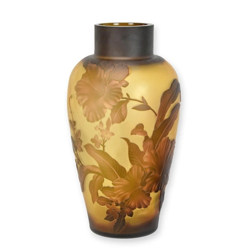 Cameo vaas Flowers beschildert glas